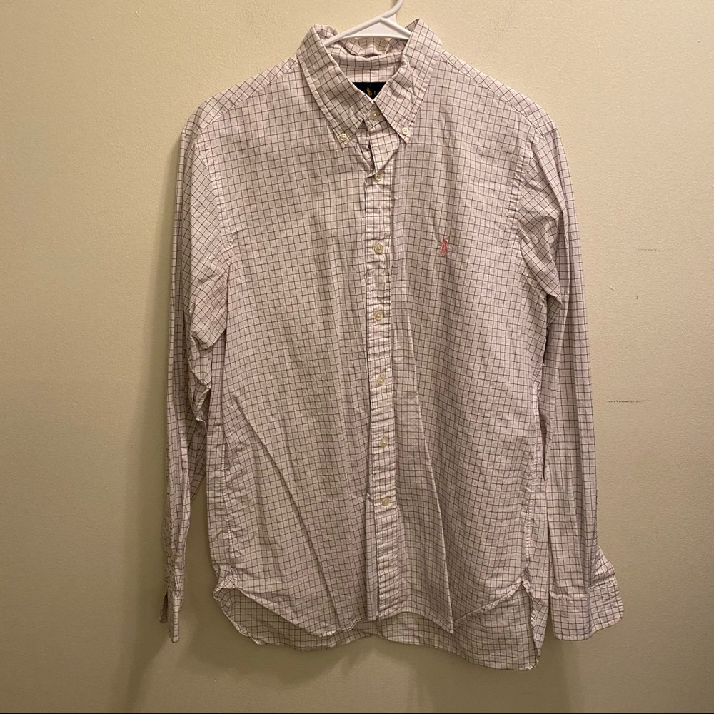 Polo Ralph Lauren White Plaid Shirt Large EUC